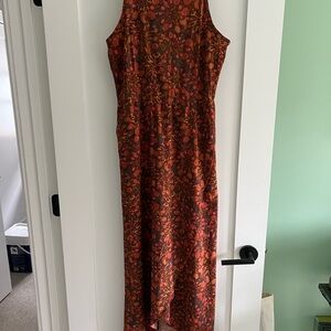 Floral Sleeveless Dress - Red and Orange